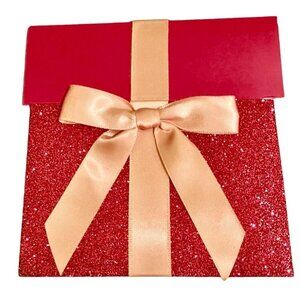 THREE Gift Card Envelope Holders Red Glitter Present Ribbon Gift Card Not Incl